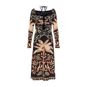 Johanna Ortiz Fables of the Night Midi Dress Palm Cardamom Black Size US 0 NWT